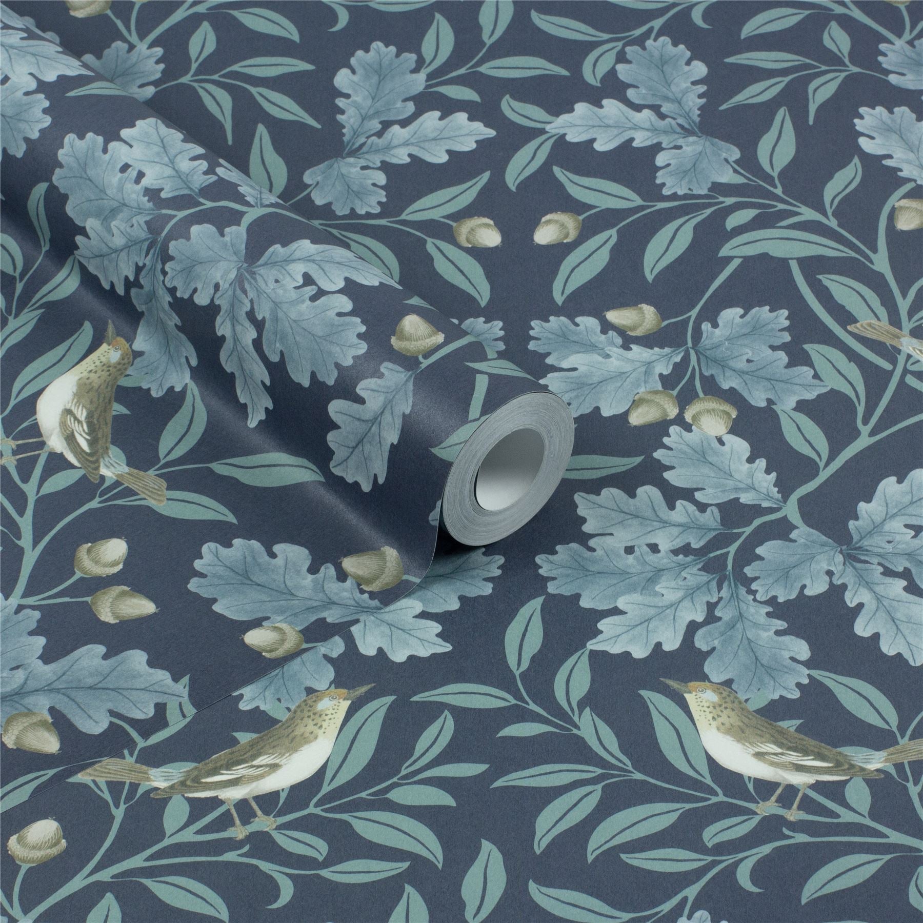 RHS Woodland Songbirds Navy Wallpaper