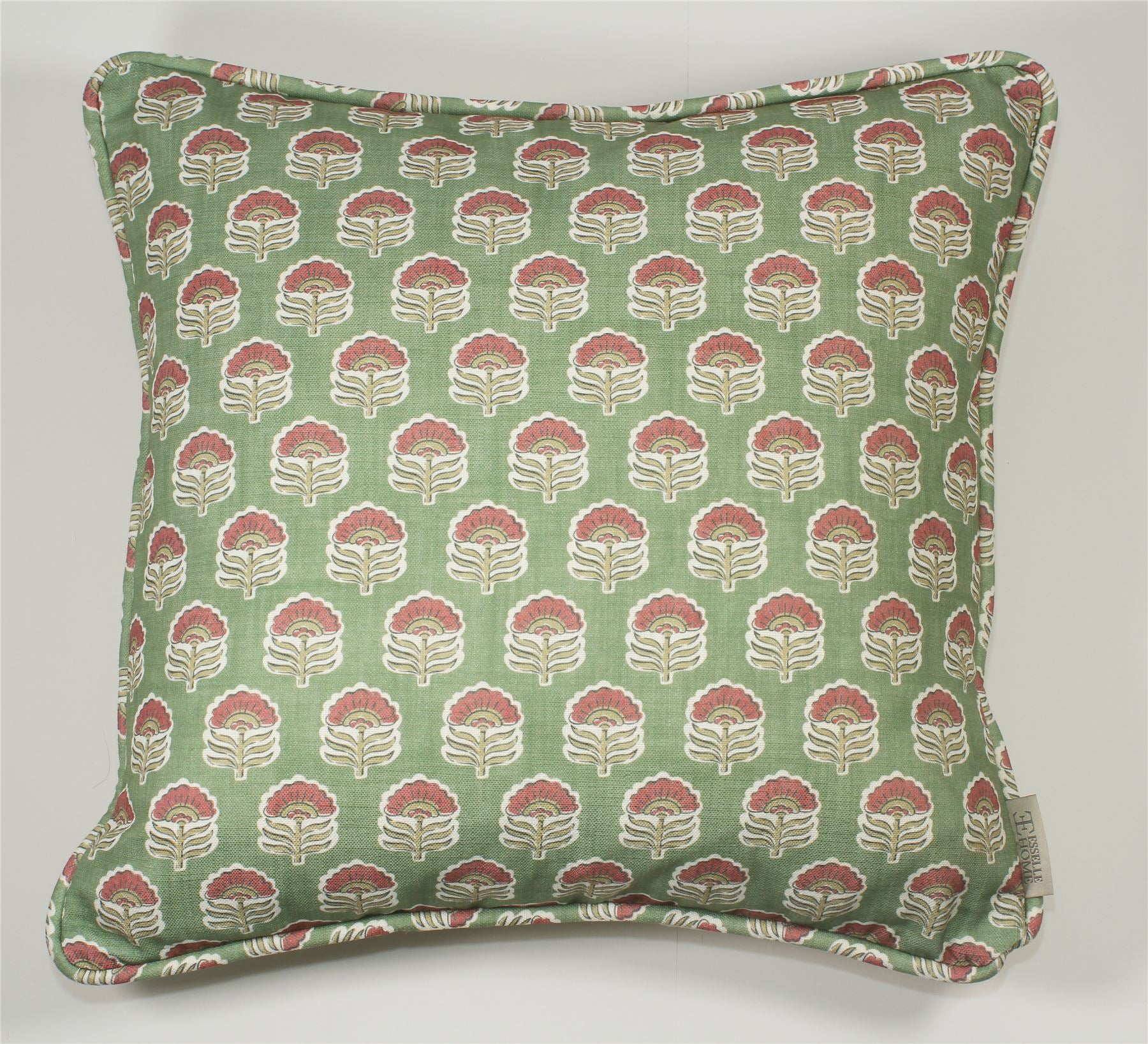 Wallington Floral Moss/Raspberry Cushion