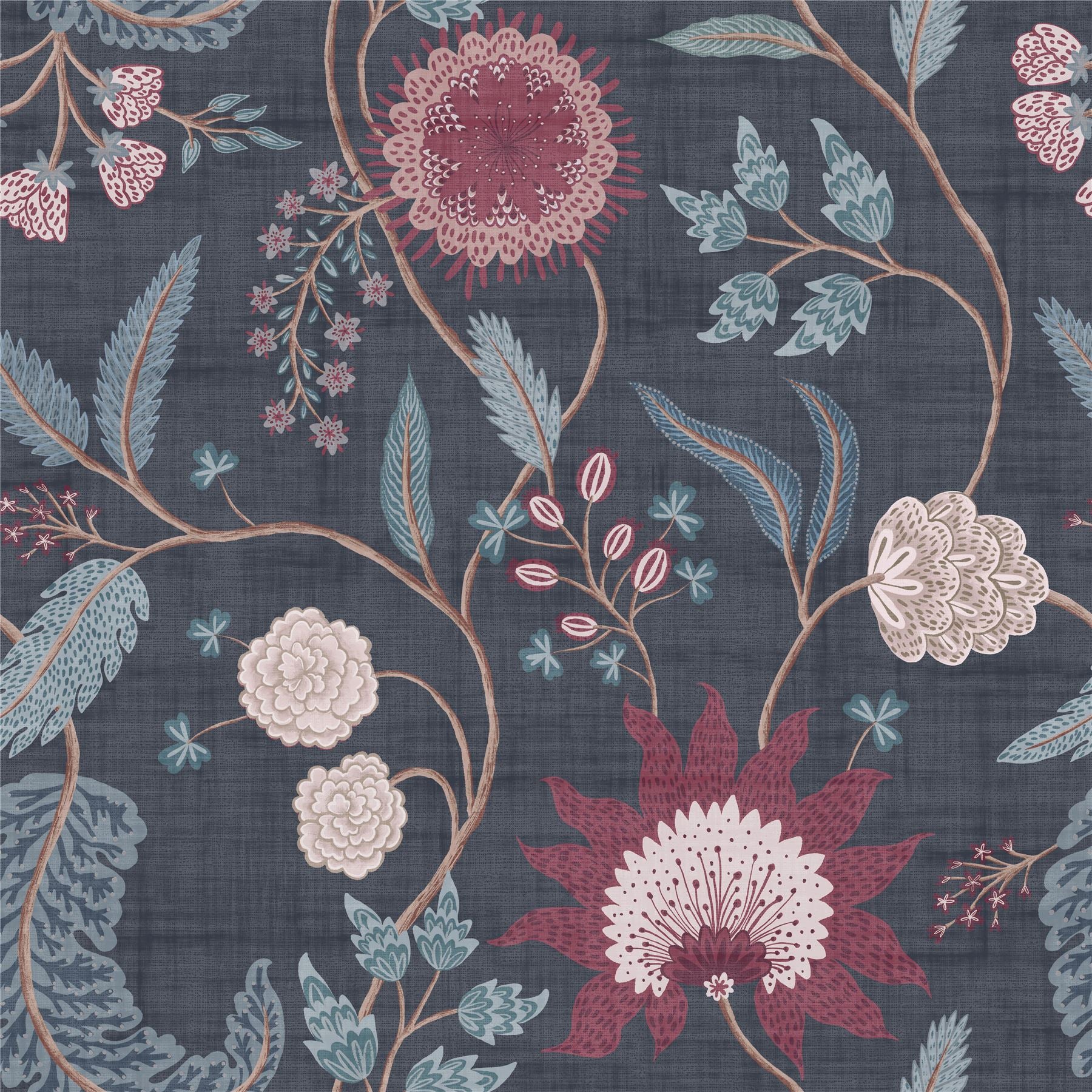 Fable Trail Navy/Berry Wallpaper