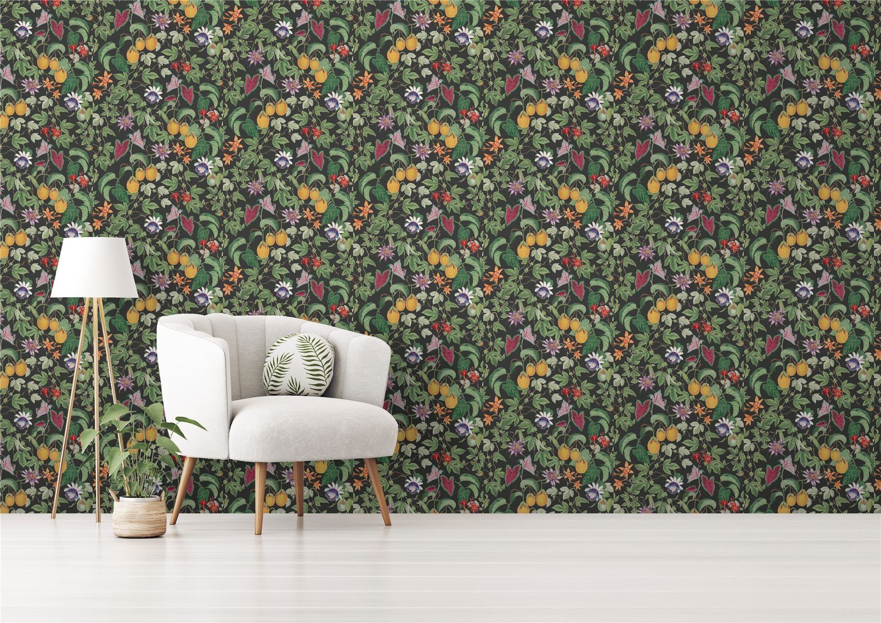 RHS Citrus & Vine Black Wallpaper