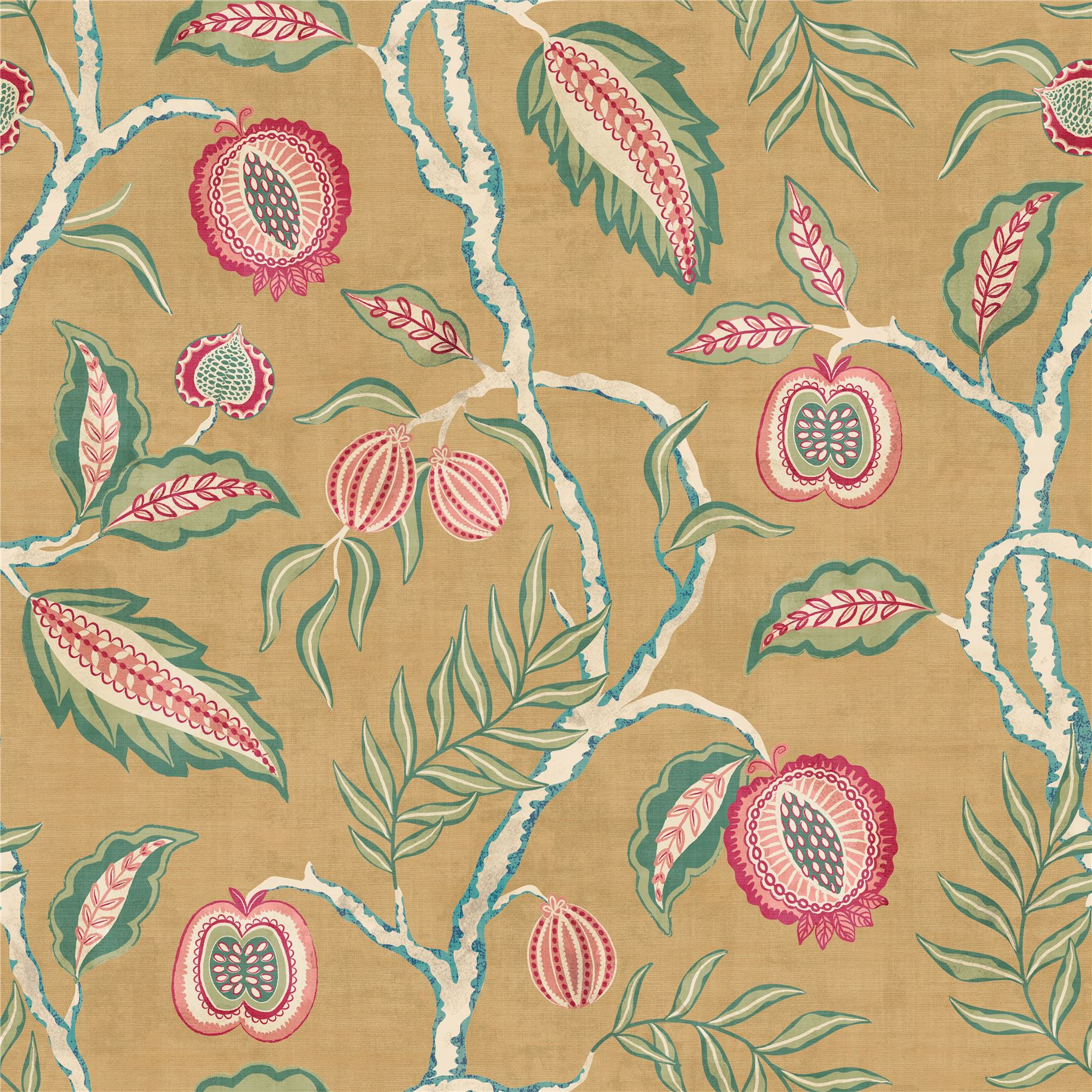 Fruits of Paradise Ochre Wallpaper