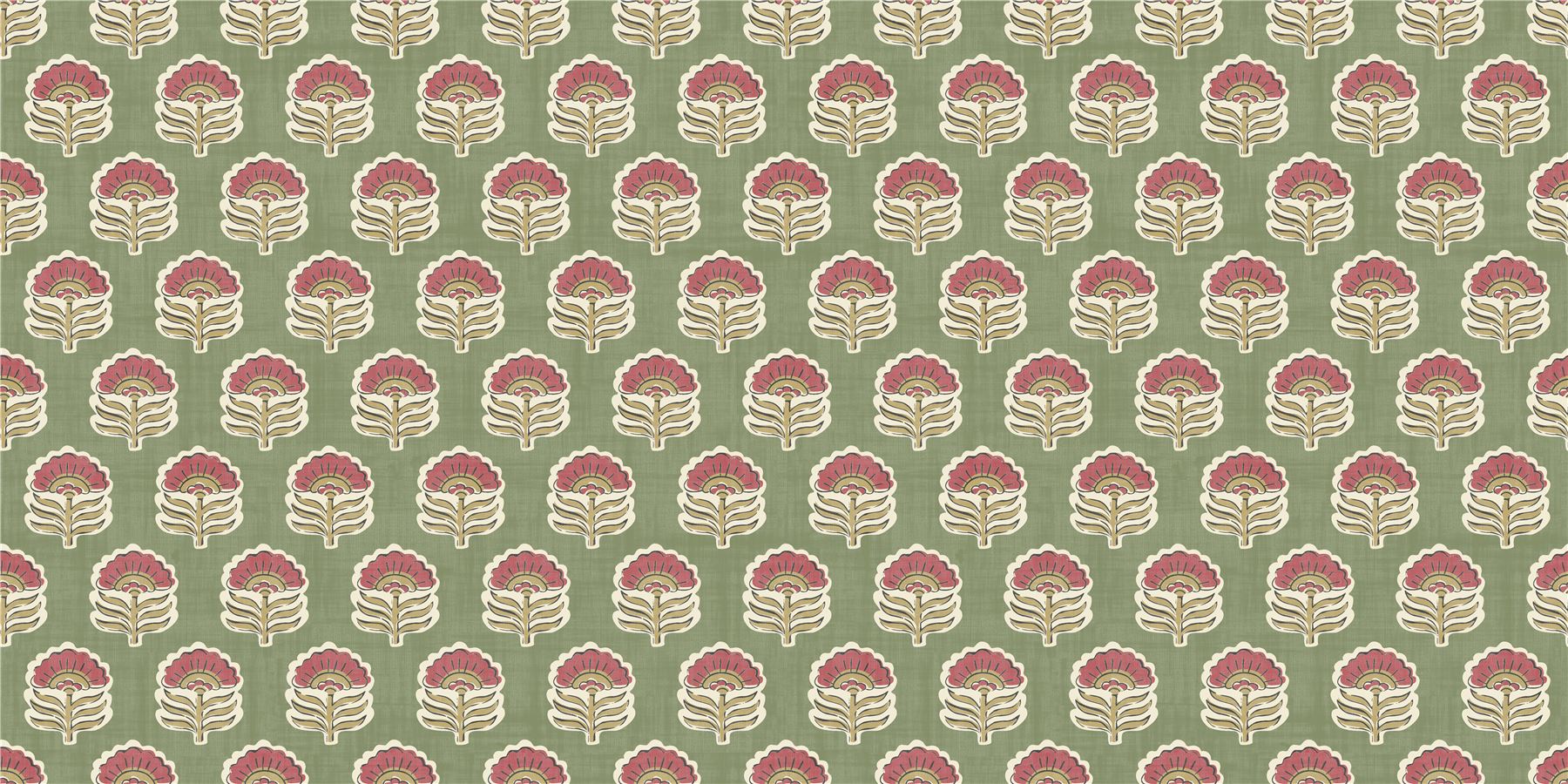 Wallington Floral Moss/Raspberry Blind