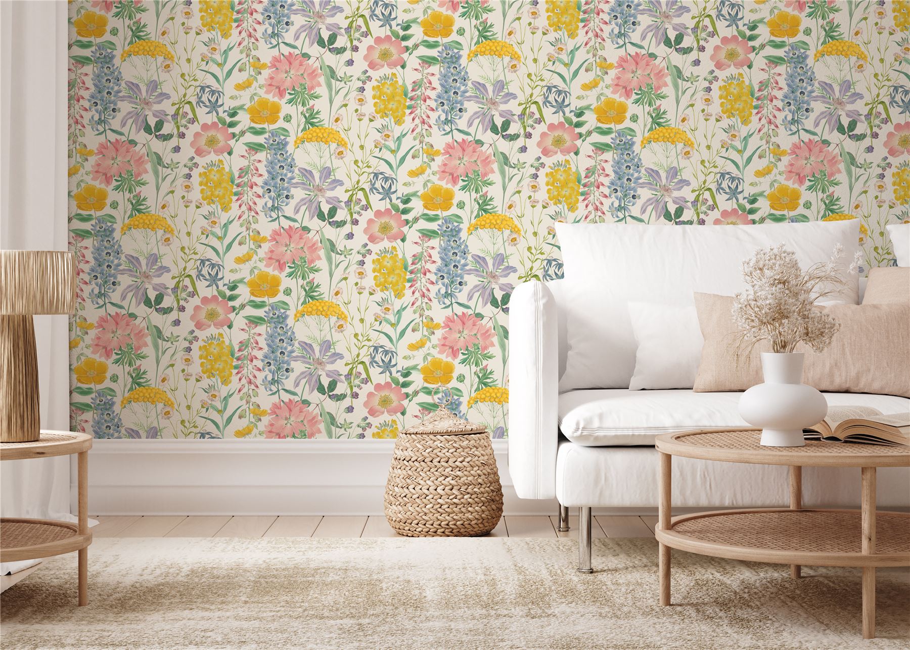 RHS Country Garden Cream Wallpaper