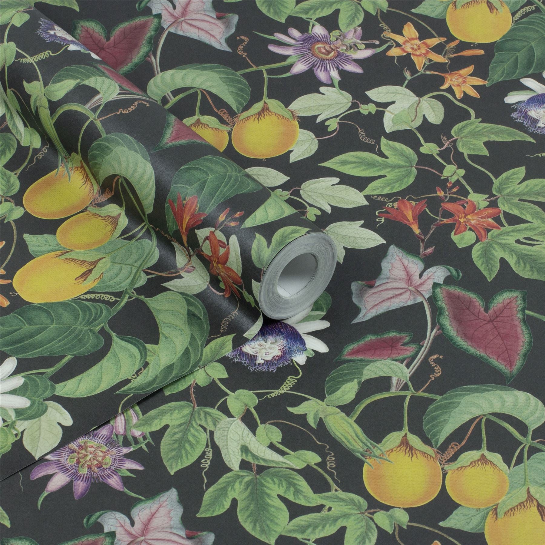 RHS Citrus & Vine Black Wallpaper