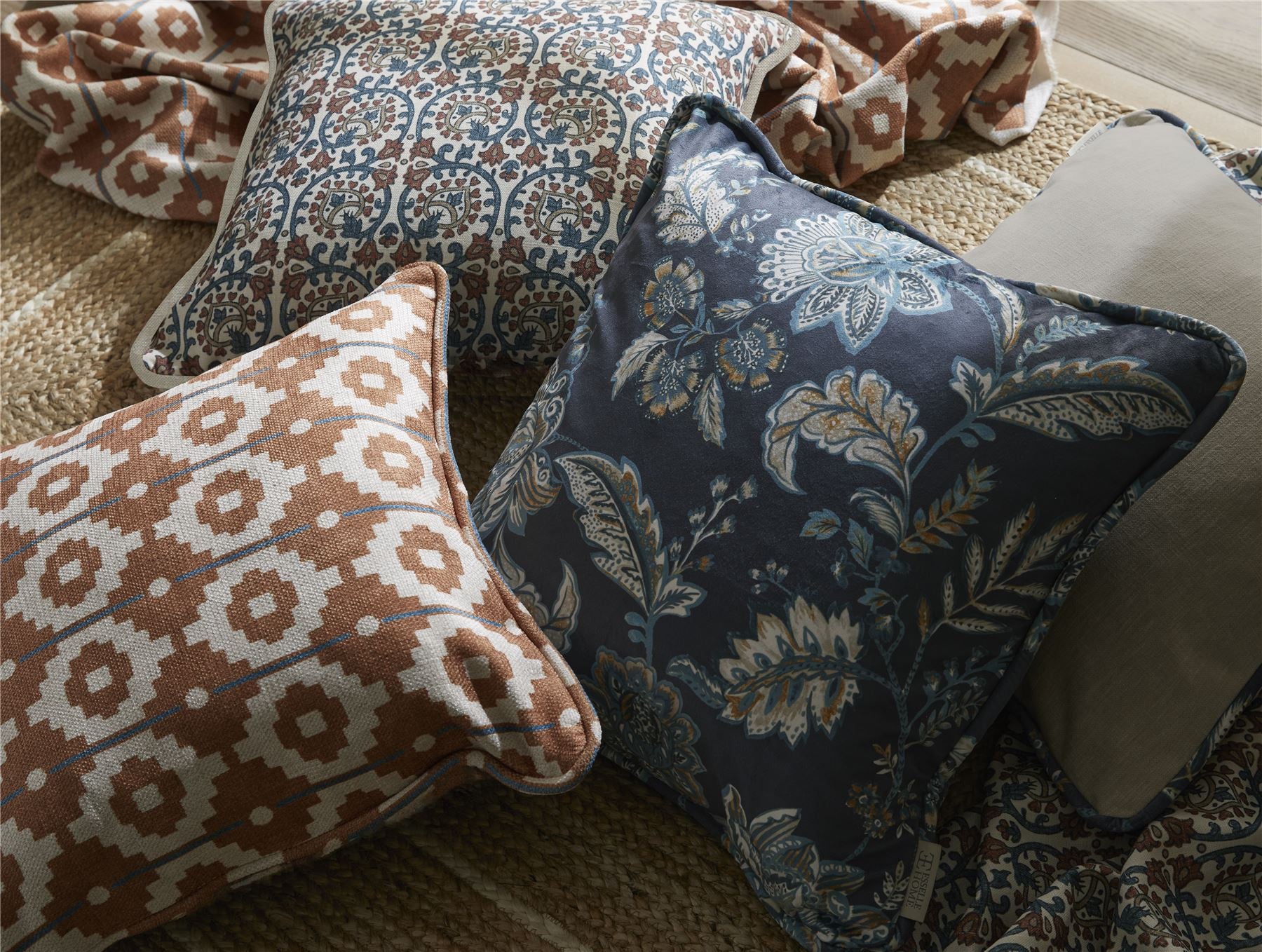 Veda Linen Spice/Blue Cushion