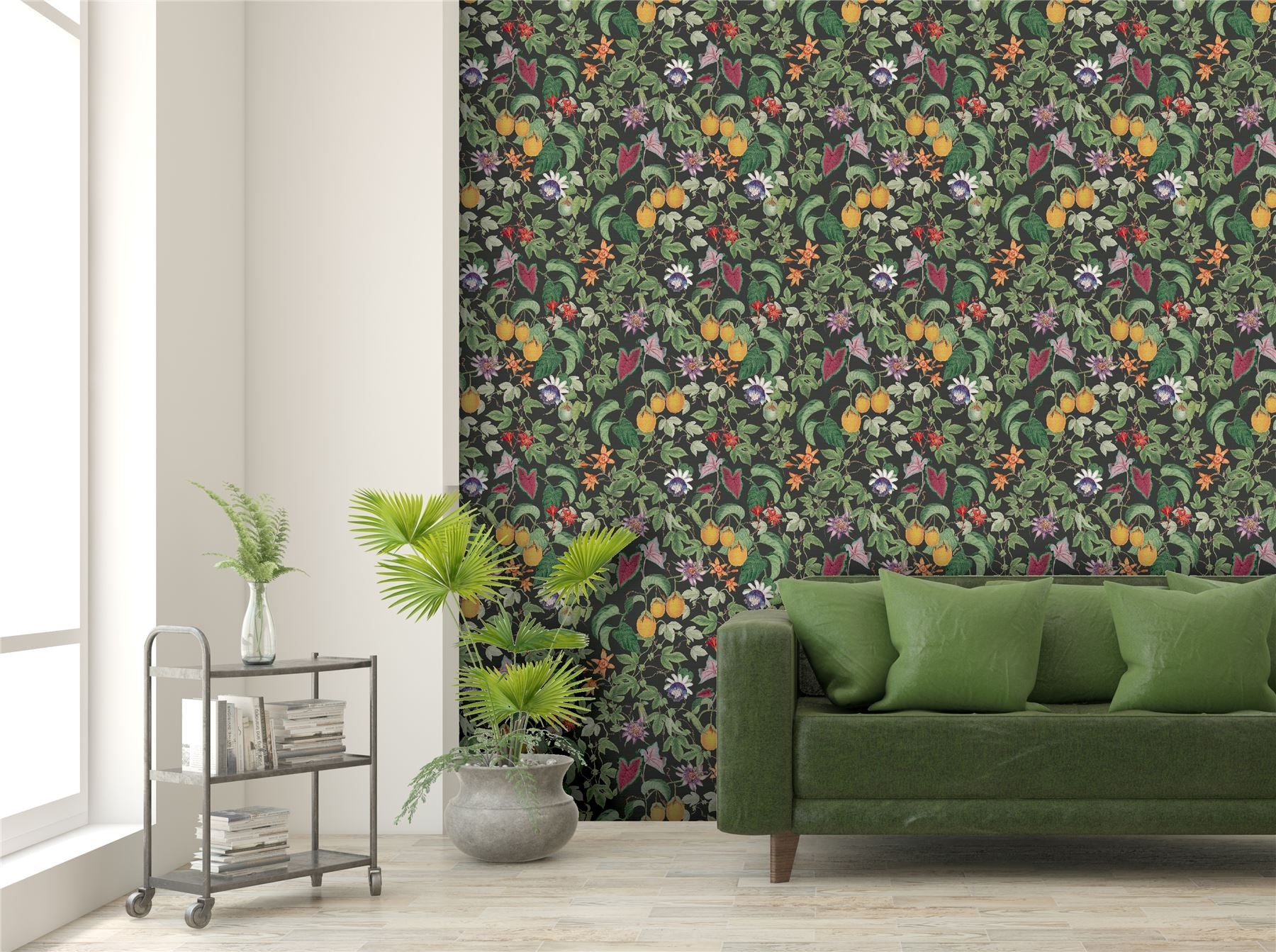 RHS Citrus & Vine Black Wallpaper