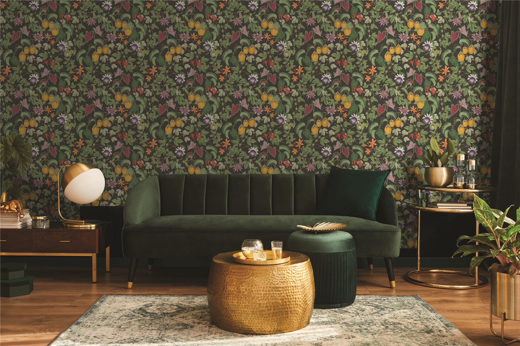 RHS Citrus & Vine Black Wallpaper